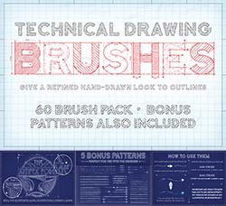AI画笔－60个草图专用的笔刷：Technical Drawing Brushes